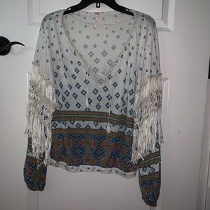 FREE PEOPLE TASSELED BLOUSE